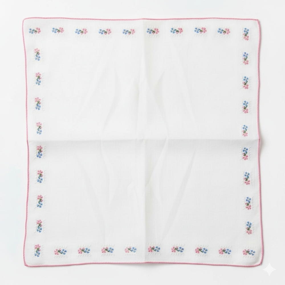 🛑SOLD🛑 Fibranne 3 Handkerchief Set Vintage Embroidered Butterfly Kids Flowers - Picture 7 of 8